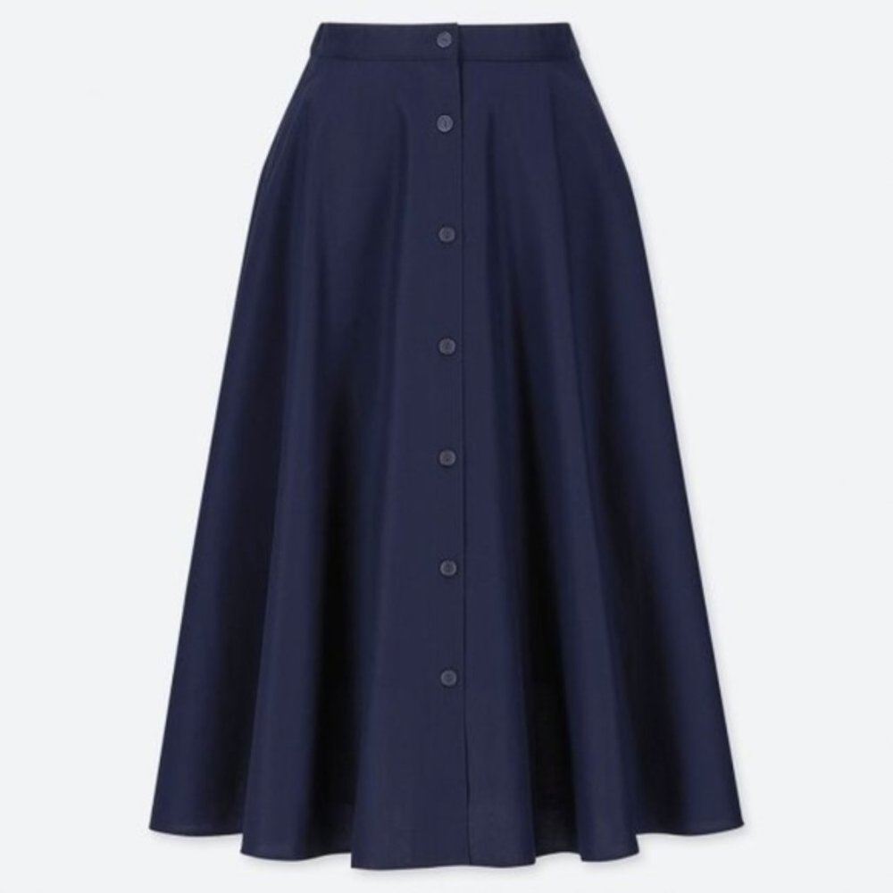 NWT Uniqlo Front Button Circular Skirt - Navy